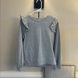 JCrew Factory Gray Ruffle Sleeve Sweatshirt